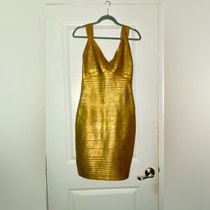 Kardashian Kollection Gold Bodycon Dress